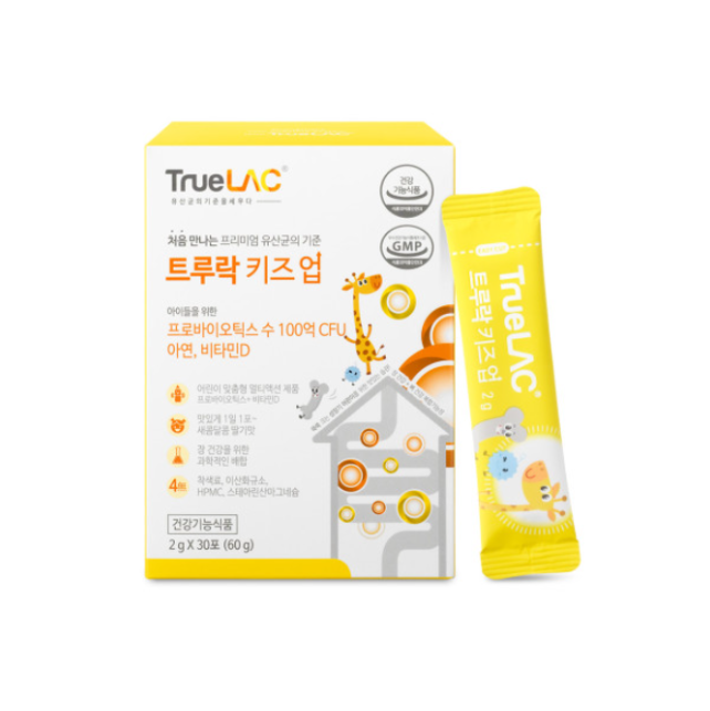 트루락 키즈업 어린이 유아 <b>아기</b> 유산균 아연 비타민D 30포, 1개