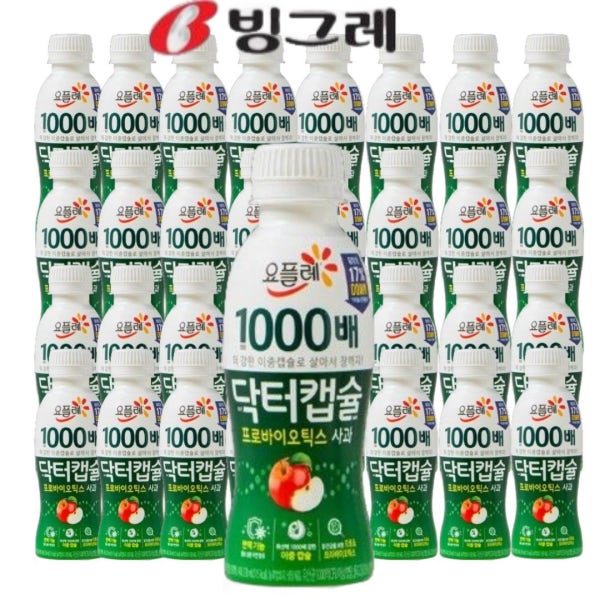 빙그레 요플레 1000배 닥터캡슐 사과 요구르트 130ml (32입)