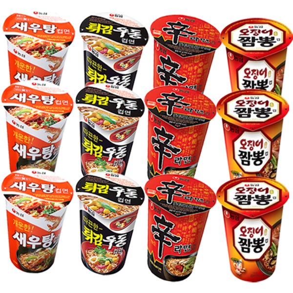 컵라면 소컵 새우탕면+튀김우동+신라면컵라면+오징어짬뽕컵라면 3개씩 작은컵 사발면