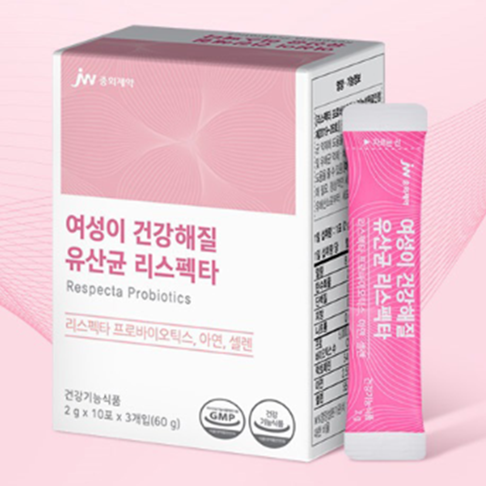 <b>jw중외제약</b> 여성이 건강해질 유산균 리스펙타 2g x 30포 여성 질 건강