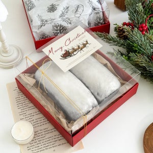 크리스마스 포장 쿠키박스 투명 미니케이크 슈톨렌 디저트 상자 정사각 레드 10매