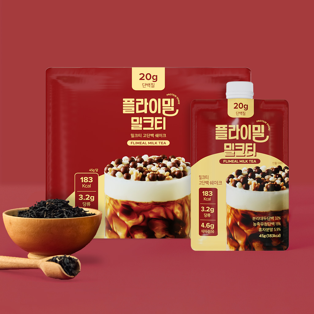 플라이밀 단백질 쉐이크 파우치 밀크티, 45g, 7개