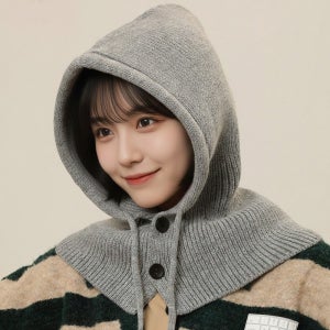 [4colors] 니트 골지 바라클라바 와이드핏 후드 방한 넥워머 발라클라바 1+1