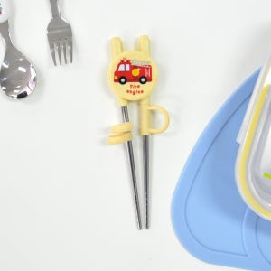 부릉부릉 1단계 교정용 젓가락 스텐304 자기주도 연습 교육 자동차 오른손 양손 연노랑