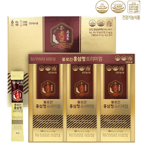 불로건 6년근 <b>홍삼</b>정 프리미엄 식약처 <b>홍삼</b> <b>진세노사이드 Rg1 Rb1 Rg3</b> 20mg 짜먹는 <b>홍삼</b>스틱 10ml 30포 쇼핑백
