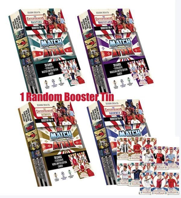 매치 아탁스 Match Attax 2024/25 부스터 틴 트레이딩 카드 28장이 들어있는 랜덤 1개 + 한정판 3장 포함 UEFA 챔피언스리그 유로파리그