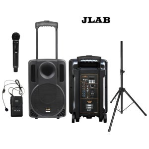제이랩 JLAB MK-160Q 이동식앰프 스피커 10인치 무선마이크2개 충전식 + 스탠드