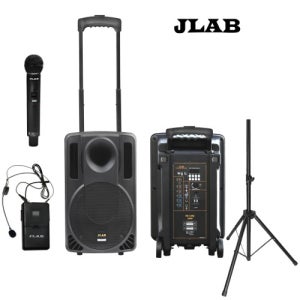 제이랩 JLAB MK-130Q 이동식앰프 스피커 무선마이크2개 충전식 240W + 스탠드