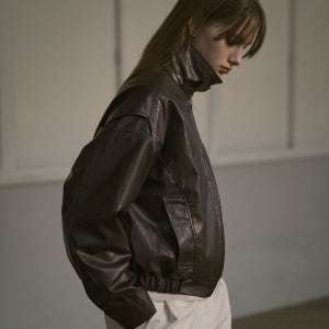 [시야쥬] SIOT4075 Leather Bomber Jacket_Brown