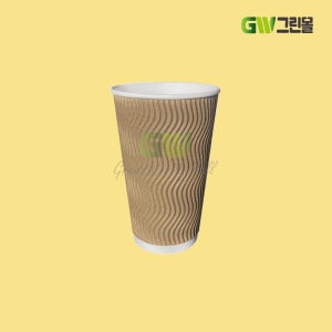 종이컵 16온스 3중 단열컵 크라프트 웨이브 500개 / HC