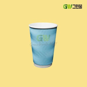 종이컵 16온스 3중 단열컵 스카이 웨이브 500개 / HC