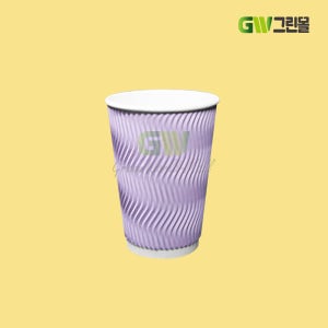 종이컵 16온스 3중 단열컵 라벤더 웨이브 500개 / HC
