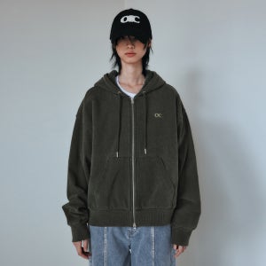 [오아이오아이컬렉션] 빈티지 데님스웻 시어링 후드집업 [DENIM KHAKI]