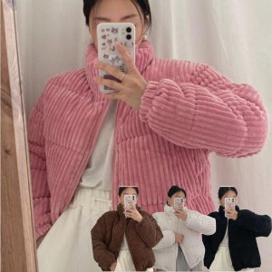 여자 코듀로이 패딩 크롭 패딩 점퍼 여성 겨울 숏패딩