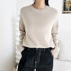 CAT 1078 여자 모노 베이지 긴팔니트