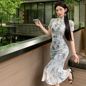 메쉬 치파오 드레스 복고풍