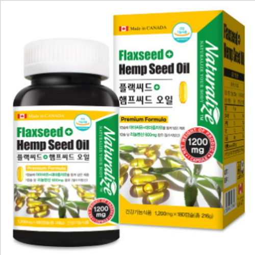 네추럴라이즈 플랙씨드 햄프씨드오일 180캡슐 6개월분 아마씨유 <b>대마종자유</b> 필수지방산