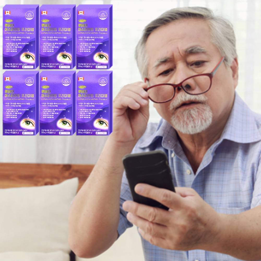 루테인 아스타잔틴 프리미엄 500mg 비타민A 베타카로틴 비타민E <b>아연</b> 60캡슐, 6개
