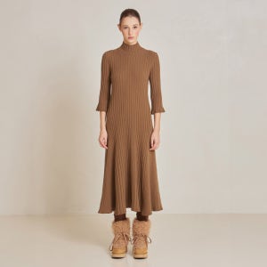 나이스클랍 7부 소매 골지 니트 드레스 N244PWKA39
