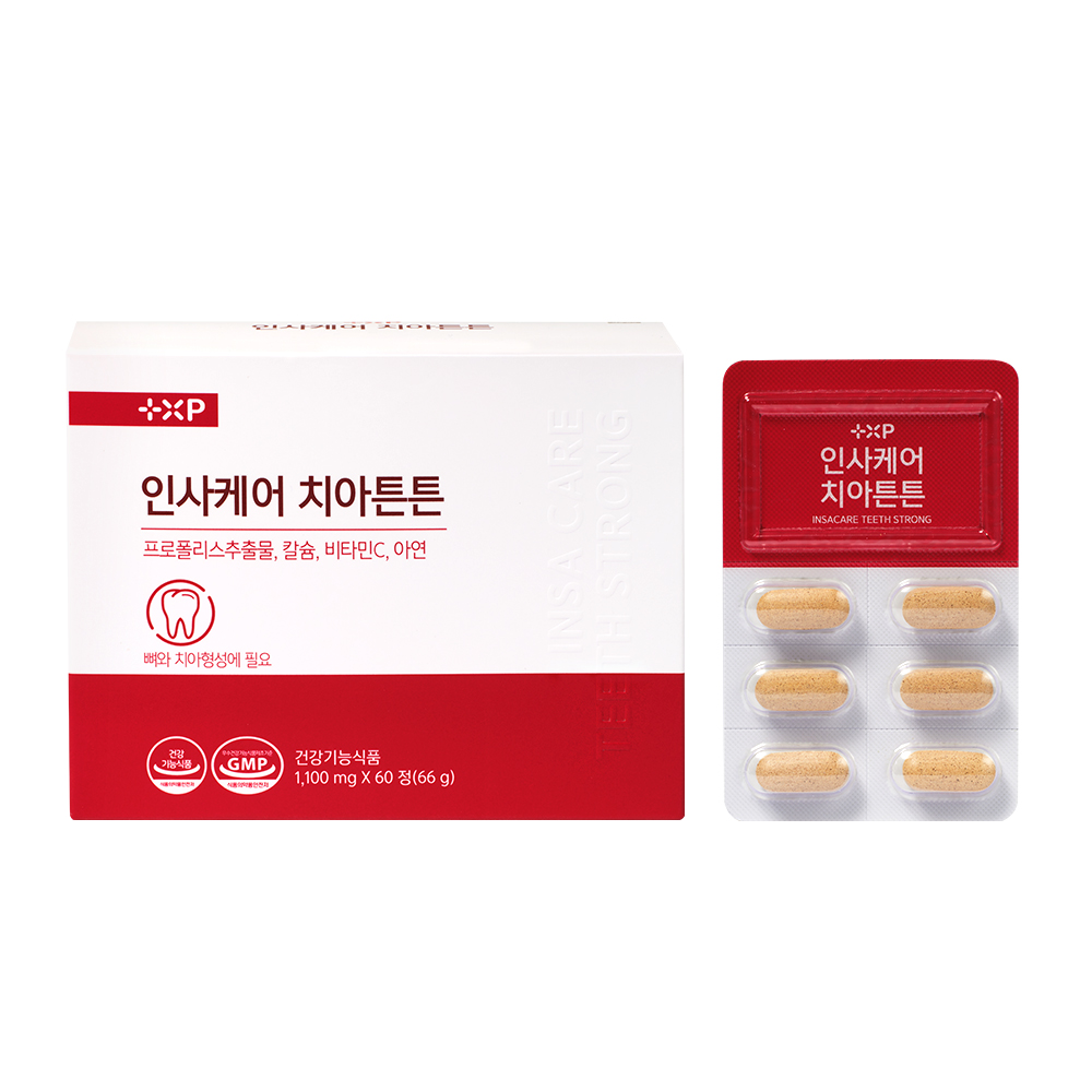 인사케어 치아튼튼 <b>잇몸염증</b> 프로폴리스 칼슘 약국용 1개월분 플러스엑스팜