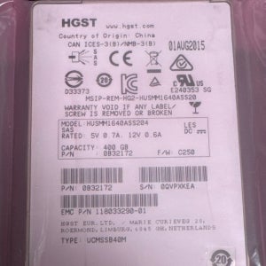 DELL HP 서버용 SSD HGST MLC 사스 SAS SSD 12Gb/S HUSMM1640ASS204 400GB EMC OEM