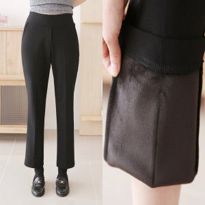 겨울 융기모 밍크 융털 밴딩 빅사이즈 하이웨스트 일자 슬랙스