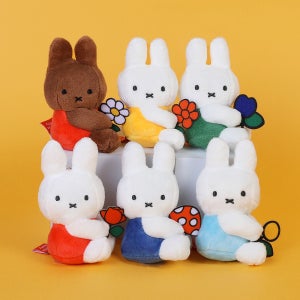 Miffy 꽃을 든 미피 토끼 가방고리 키링 꽃미피(옐로우)8cm 포함 6종 8cm