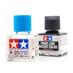 타미야 패널라인 액센트 블랙 에나멜 신너 X-20 2개세트 - 먹선 프라모델 건담 건프라