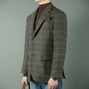 67 울 헤링본 브라운 체크 남자 콤비자켓 가을 겨울 마이 자켓 블레이저 하객룩