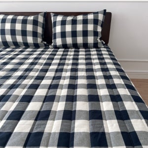 데코브리즈 무드 빅깅엄체크 순면 올인원 패드 일체형 누빔 침대 매트리스커버