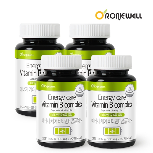 로니웰 에너지케어 비타민B 컴플렉스 500mg 90정x4통 대용량