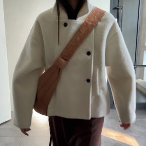 파인게이지 에디 알파카 울 벨트 코트/아이보리 블랙