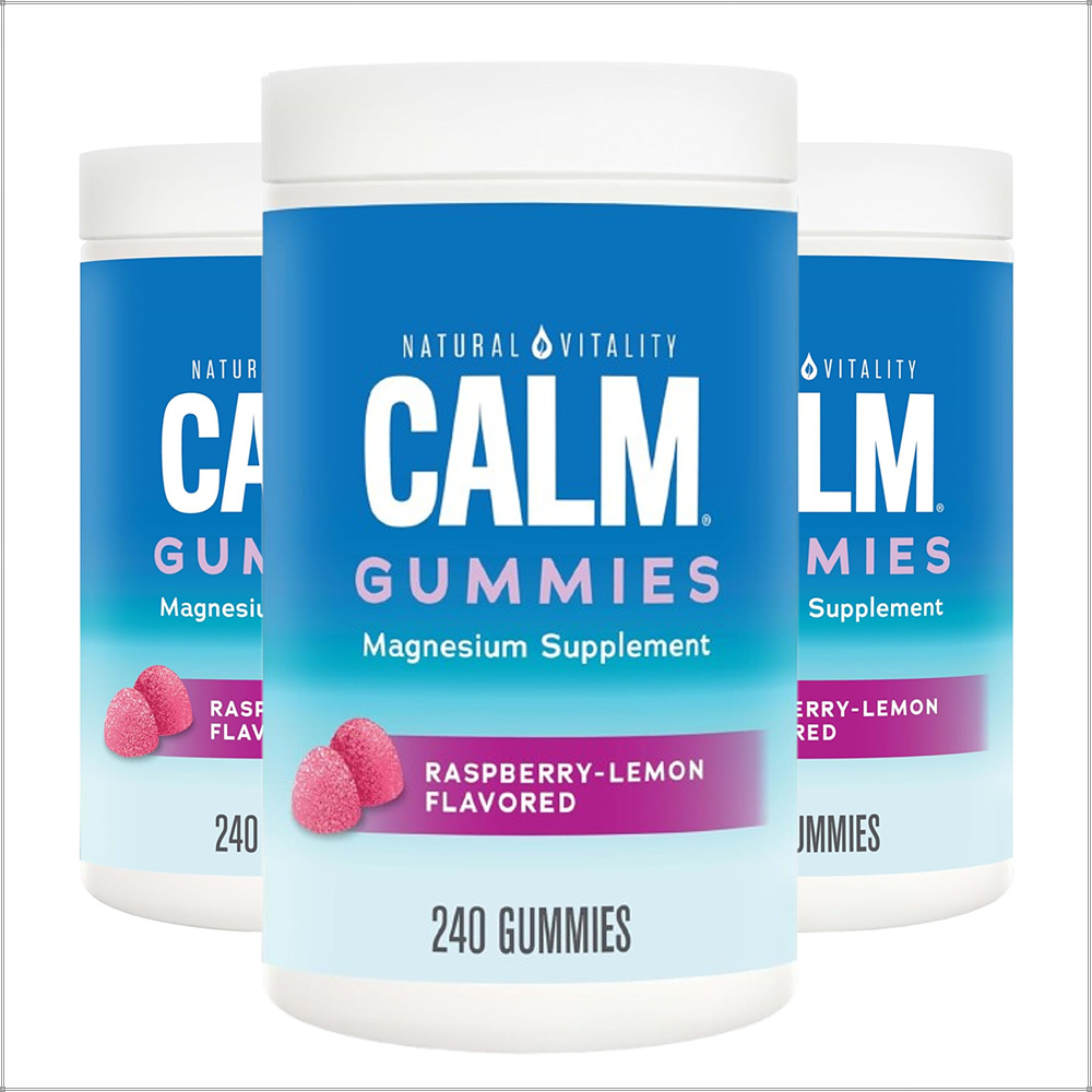 내츄럴바이탈리티 <b>캄 마그네슘</b> 수면보조제 <b>라즈베리 레몬</b>맛 240구미젤리 3통