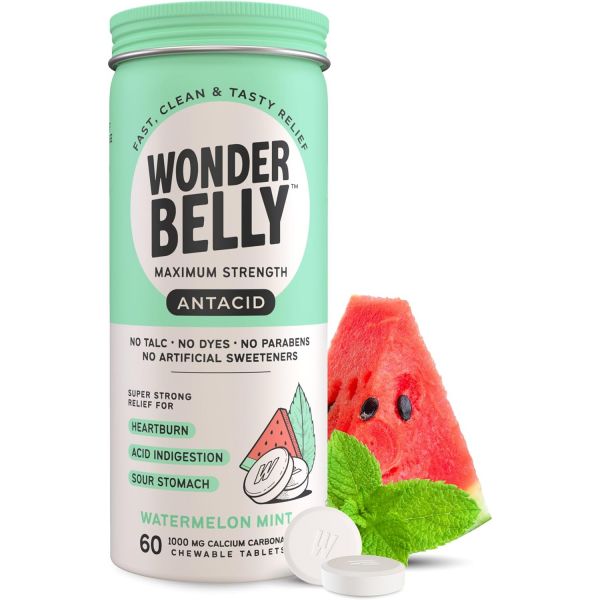 원더벨리 <b>제산제</b> 수박 민트맛 1000mg 칼슘카보네이트 60정