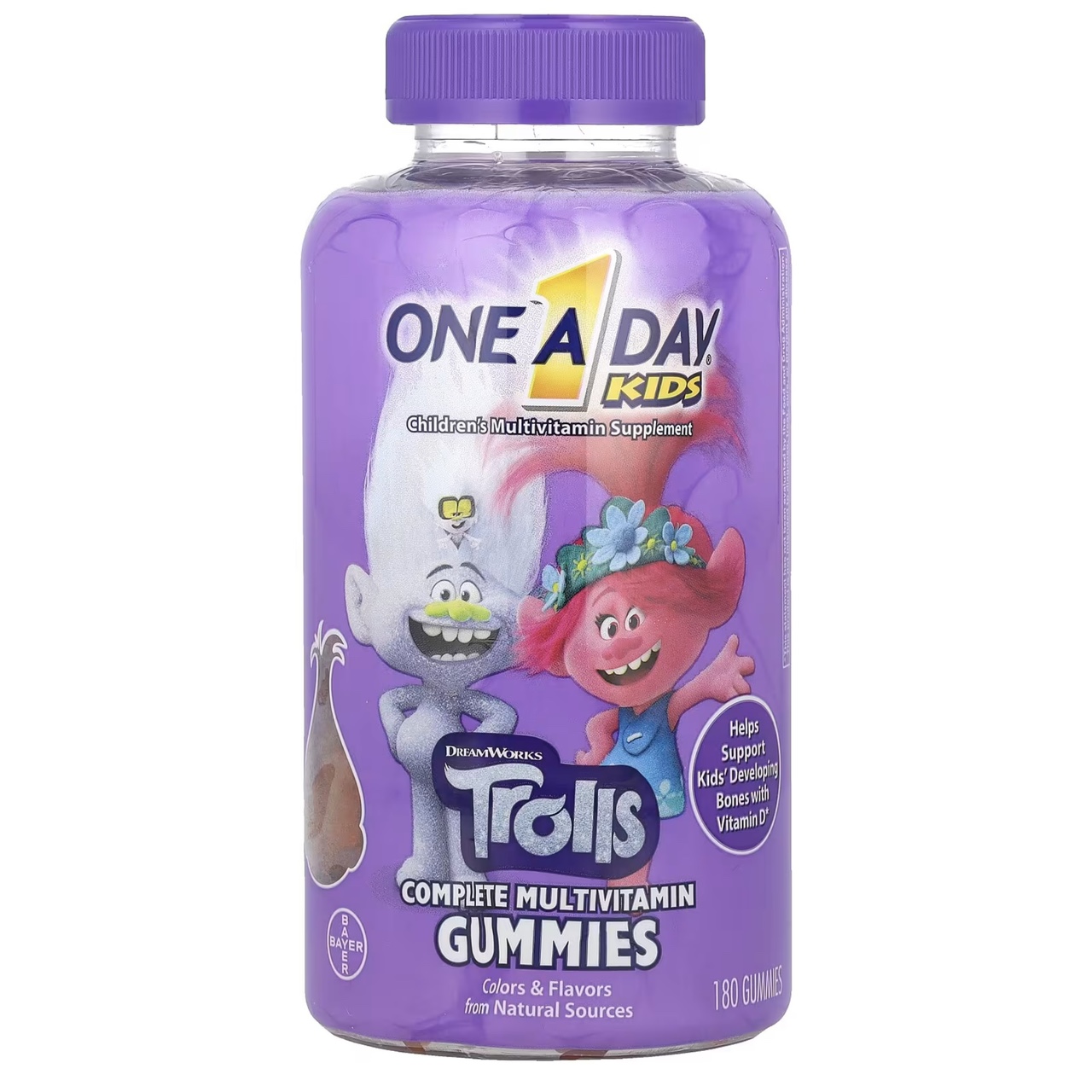 one a day 원어데이 <b>키즈 컴플리트 멀티비타민</b> 트롤스 구미 젤리 180개