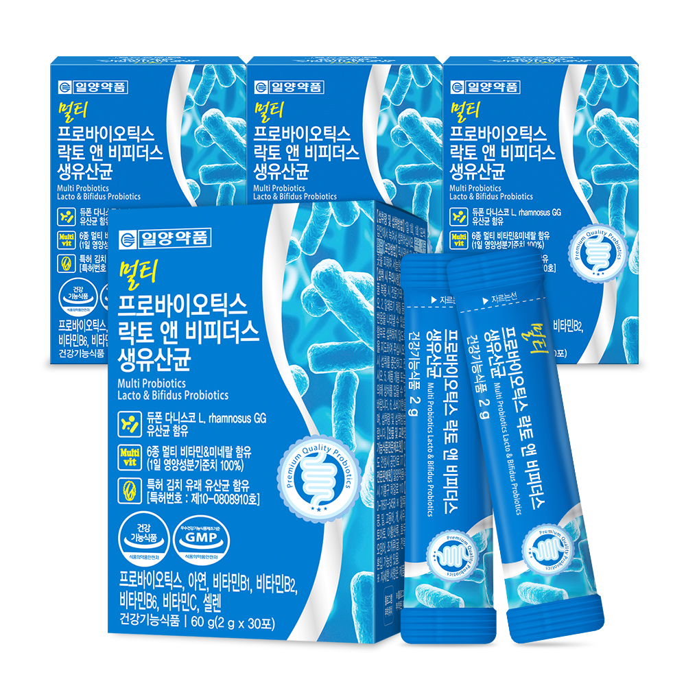 [N배송][누적155만] 일양약품 프로바이오틱스 락토바실러스 비피더스 생 유산균 마이크로바이옴 30포, 4개