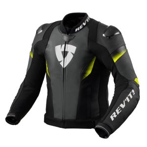 레빗 자켓 CONTROL 가죽 자켓 블랙 네온 옐로우