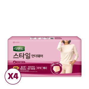 디펜드 스타일 언더웨어 여성 파워중형 18매x4팩