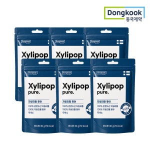 동국제약 자일리톨 무설탕 캔디 자일리팝 사탕 퓨어, 30g, 6개