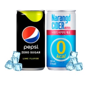 펩시제로슈거 라임향 190ml 15캔+나랑드 사이다 180ml 15캔 제로음료 총30캔 미니 캔음료