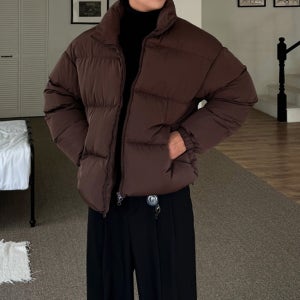 남자 트키 오버핏 웰론 하이넥 크롭 숏 패딩 점퍼