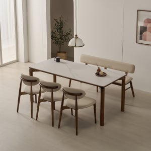 포쉐린 포세린 세라믹 식탁 6인용 식탁 세트 주방 원목 포세린 식탁 1800 의자3+벤치