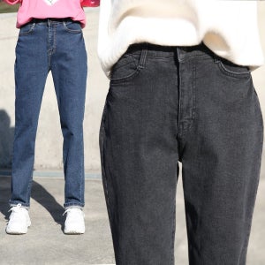 동대문스타일 빅사이즈 여자 기모바지 항아리 루즈힙 배기핏 스판 피치기모 여성 겨울청바지 FU339