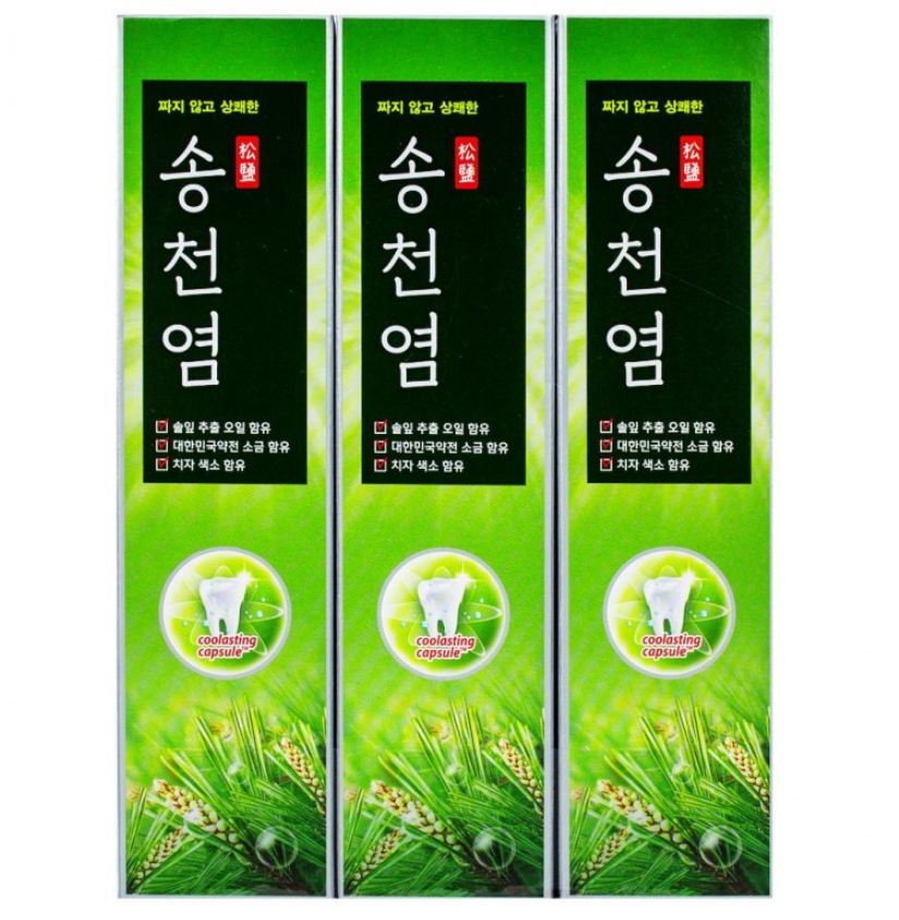송염 송천염 치약 <b>잇몸 염증</b> 솔잎향 소금 메디안 송천염 치약 3개