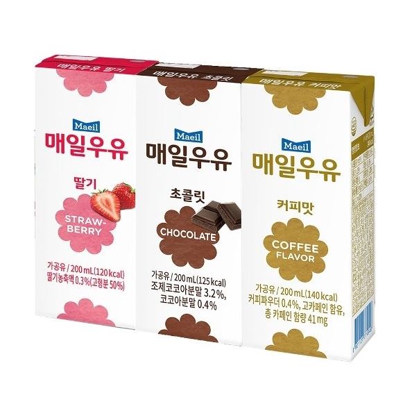멸균 우유 초코 커피 딸기