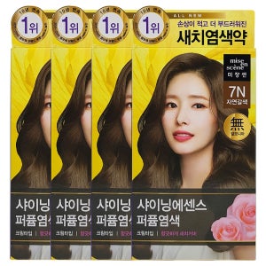 미쟝센 올뉴 샤이닝에센스 염색약 100g, 자연갈색 7N, 4개