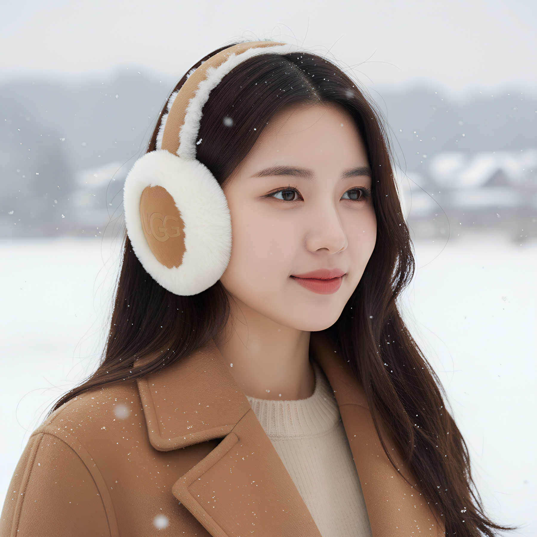 미국 UGG 어그 귀마개 귀도리 자수 로고 방한 이어머프 체스트넛 20955
