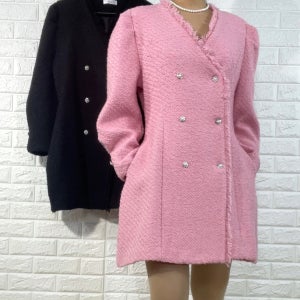 여자여자몰 볼륨퍼프소매 모직자켓 원피스 트위드재킷 그런지룩