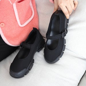 메리제인 스니커즈 네오프렌 가죽 메쉬 여성 벨트 스트랩