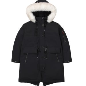 W 피쉬테일 덕 다운 후드 롱파카 블랙 SDFJDFO08BLK